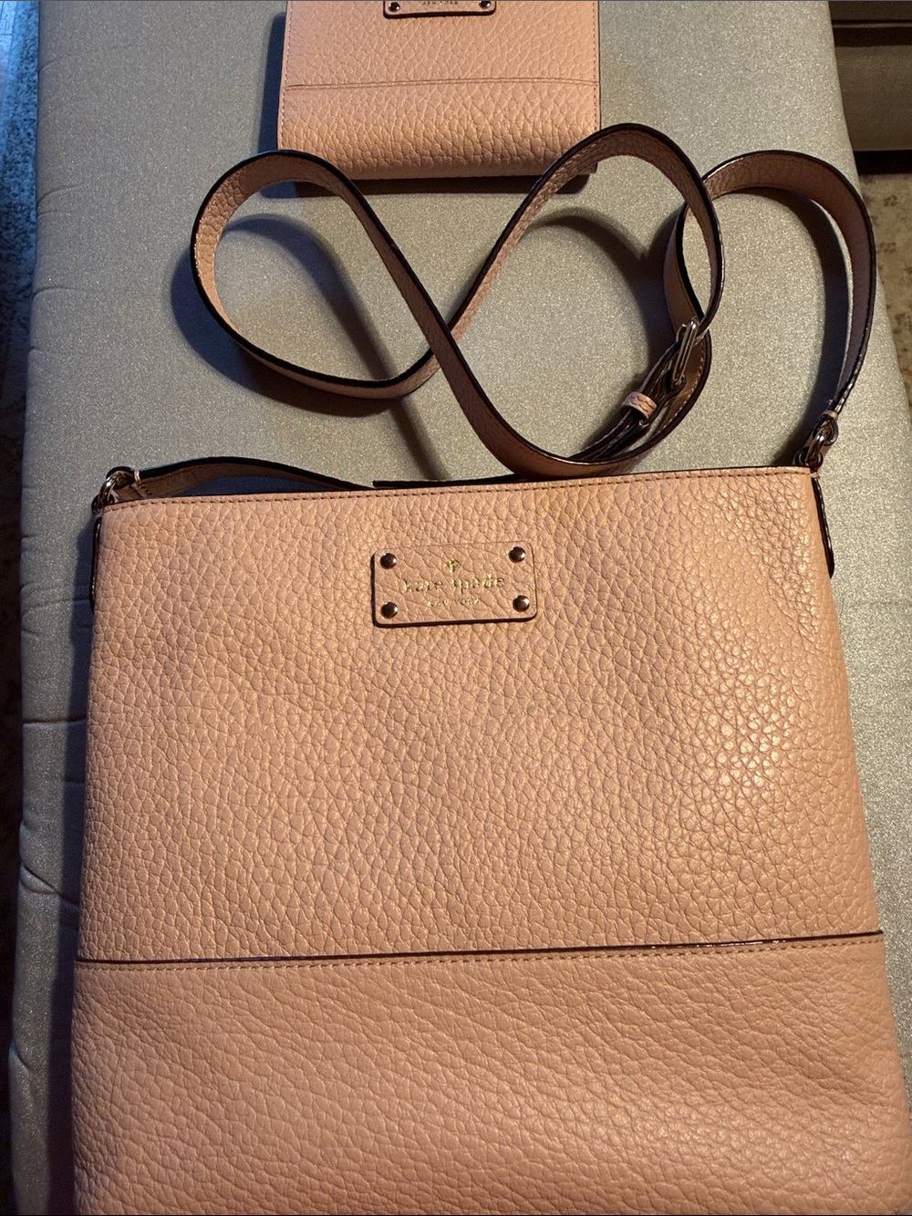 kate spade Blush Pink Pebbled Leather Crossbody with matching wallet